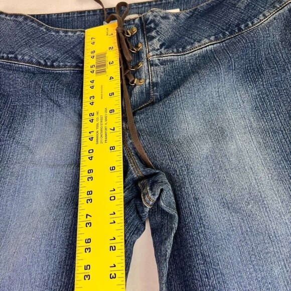 Jordache Jeans Women 15/16 Lace Up Y2K 90 Low Rise Denim Corset Bootcut Vintage - Picture 11 of 12